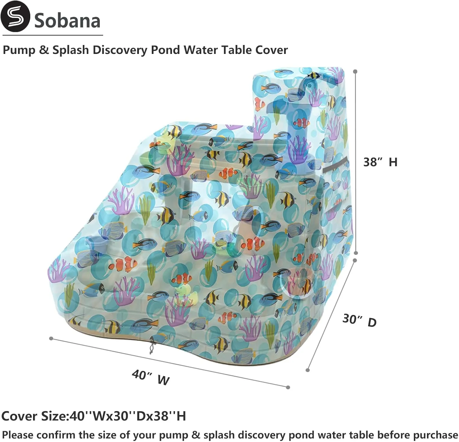 Kids Water Table Cover for Pump & Splash Discovery Pond Water Table,Waterproof Dust Proof Anti-UV Outdoor Kids Water Sensory Table Pool Cover(Cover only,Ocean World)