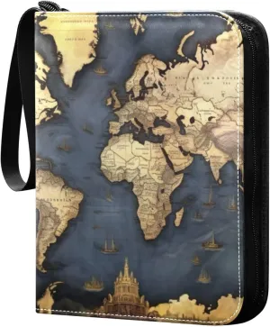 Kigai World Map Pattern Card Binder - 400 Pockets Card Holder with 50 Sleeves, Trading Card Album Folder for Boys Girls
