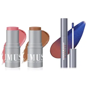 KIMUSE Cream Contour Stick Duo Creamy, Highly Pigmented Face Make Up Sticks & Lip Stain Peel Off Masque with Long-Lasting, Hydrating & Smudge-Proof Lip Color