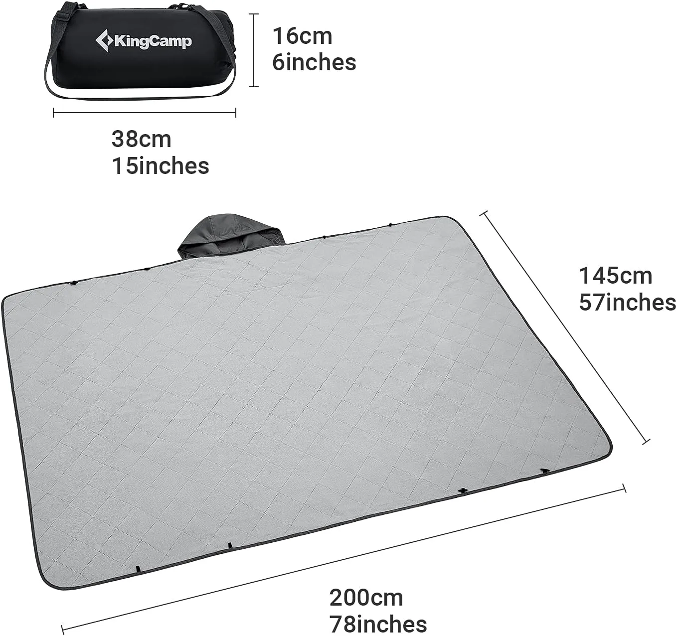 KingCamp Hooded Stadium Blanket - Waterproof & Windproof Fleece Blanket for Sports, Concerts, Park, Travel & Hiking