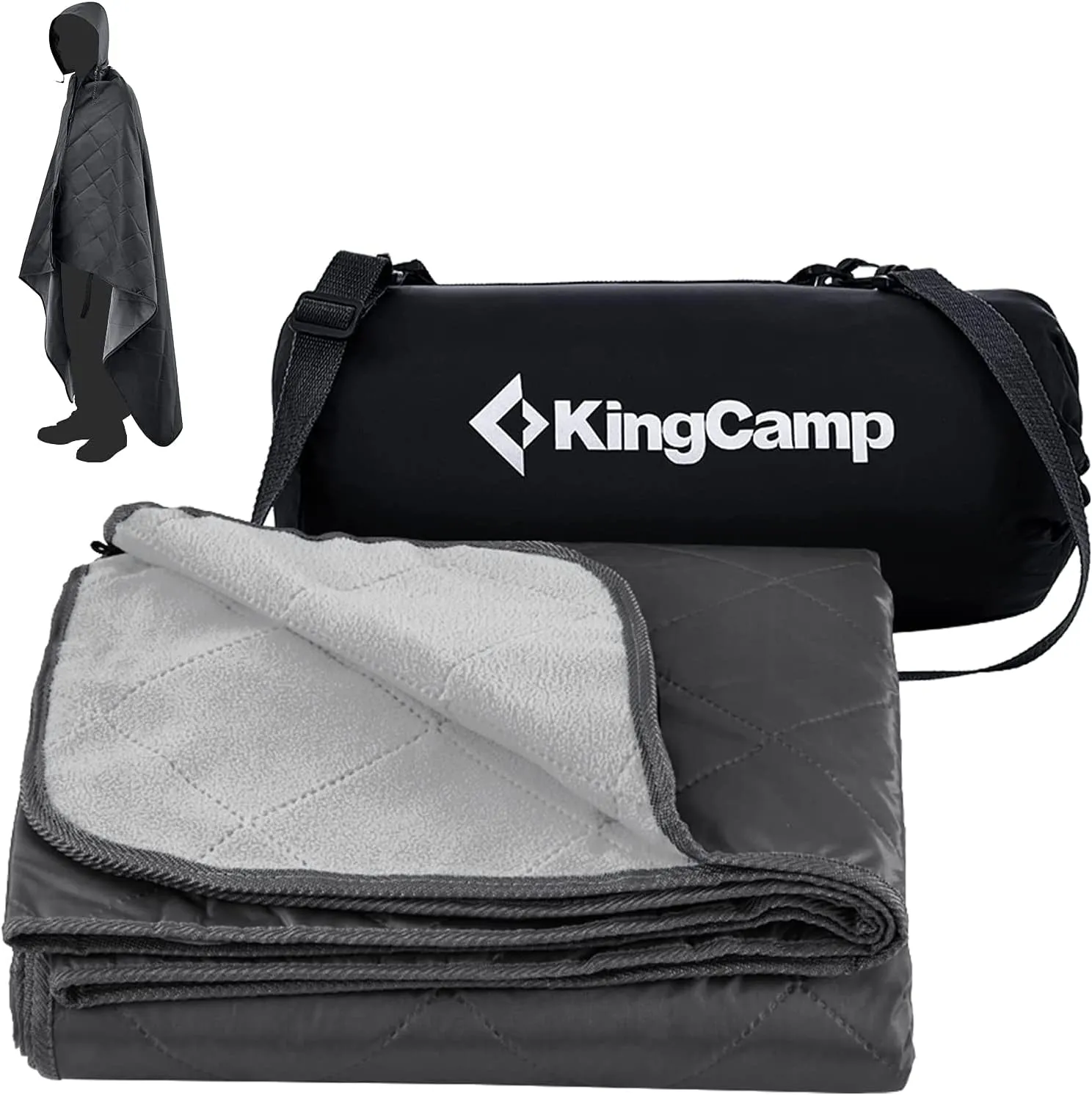 KingCamp Hooded Stadium Blanket - Waterproof & Windproof Fleece Blanket for Sports, Concerts, Park, Travel & Hiking
