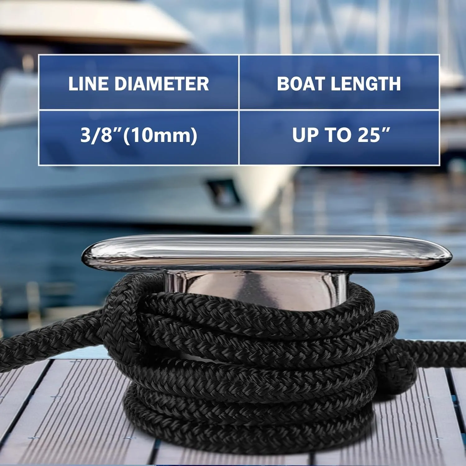 Kohree 3/8" x 20' Boat Dock Lines, Pre-Spliped 12" Eyelet Fender Lines, Heavy-Duty Double Braided Nylon Marine Ropes for Mooring, Docking Yacht Pontoon Accessories, 4 Pack, Black