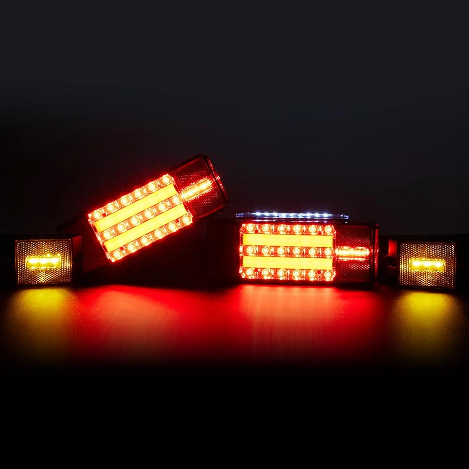 Kohree Submersible LED Trailer Lights Kit, 12V Super Bright Utility Brake Stop Turn License Tail Lights, Rectangular Trailer Lights with Wiring Kit & 2 Marker Lights for Boat RV Truck Over 80 Inches