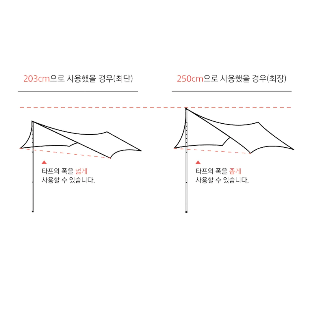 KZM 5 Stage Adjustable 250cm Aluminum Tarp Pole