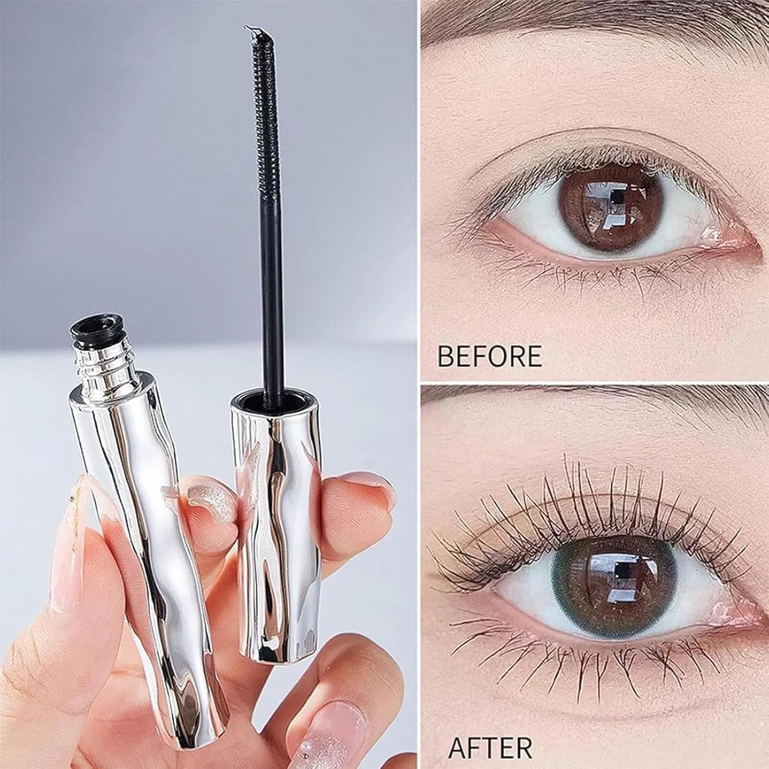 Laidanyou Mascara, Laidanyou Small Steel Mascara, 2025 New 360° Slim Volume Curling,Waterproof & Long-Lasting & Ultimate Length, Enlarge Your Eyes (2PCS, ONE SIZE)