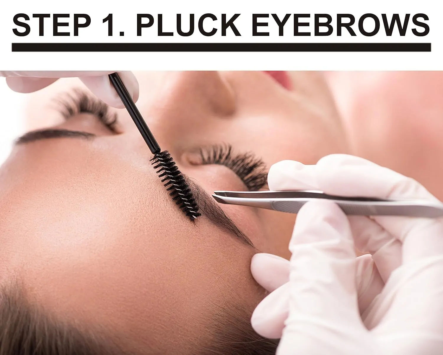 Lash Eyebrow Extensions Kit with 2 Trays of Mink False Eyebrows in Black, Eyebrow Extension Glue Clear & Extension Tweezers, Comes on Mixed Length 5-8 mm Mix (Black 2-Pack, Violet Tweezer)