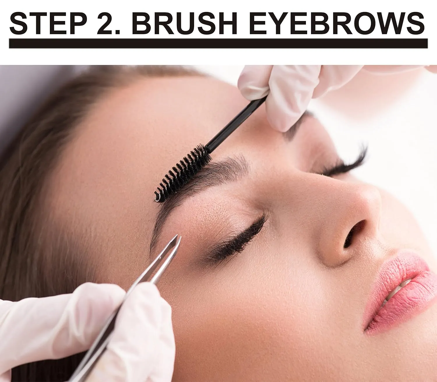 Lash Eyebrow Extensions Kit with 2 Trays of Mink False Eyebrows in Black, Eyebrow Extension Glue Clear & Extension Tweezers, Comes on Mixed Length 5-8 mm Mix (Black 2-Pack, Violet Tweezer)