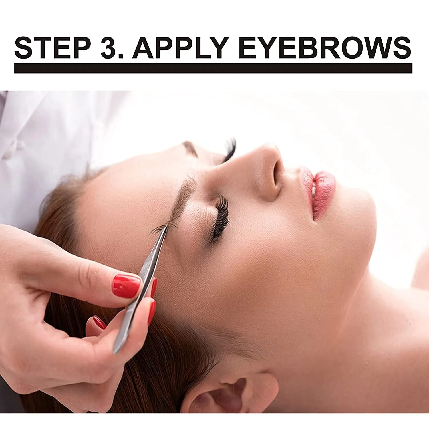 Lash Eyebrow Extensions Kit with 2 Trays of Mink False Eyebrows in Black, Eyebrow Extension Glue Clear & Extension Tweezers, Comes on Mixed Length 5-8 mm Mix (Black 2-Pack, Violet Tweezer)