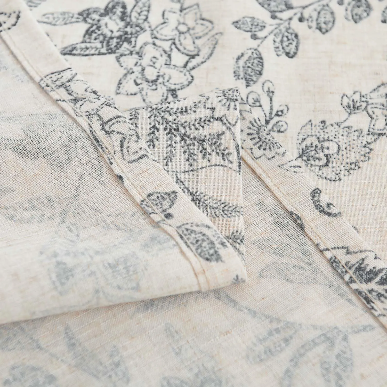 Lazzzy Blue Floral Tie Up Valance Curtain Linen Farmhouse Valance for Kitchen Living Room Bathroom Bedroom Country Valances Window Treatments Small Curtian 20 Inch Rod Pocket 1 Panel,Black on Beige