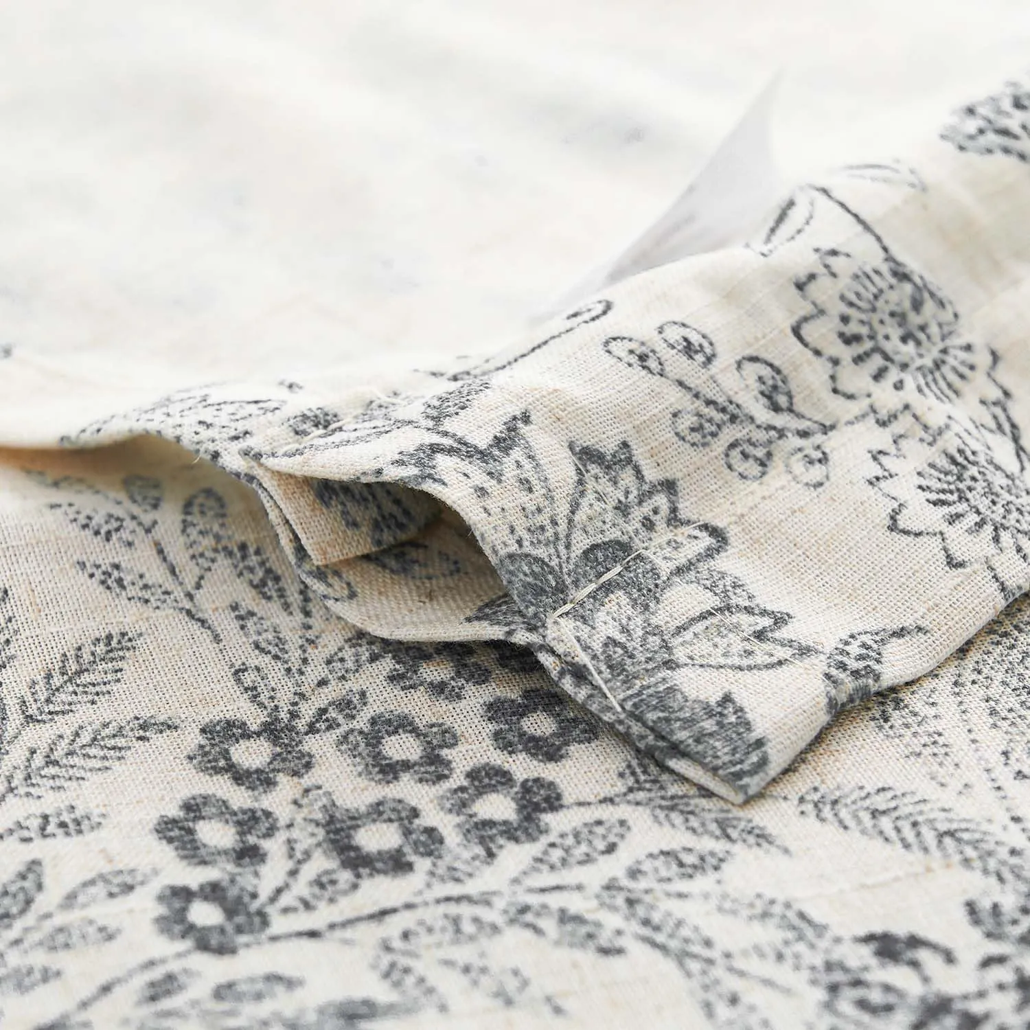 Lazzzy Blue Floral Tie Up Valance Curtain Linen Farmhouse Valance for Kitchen Living Room Bathroom Bedroom Country Valances Window Treatments Small Curtian 20 Inch Rod Pocket 1 Panel,Black on Beige