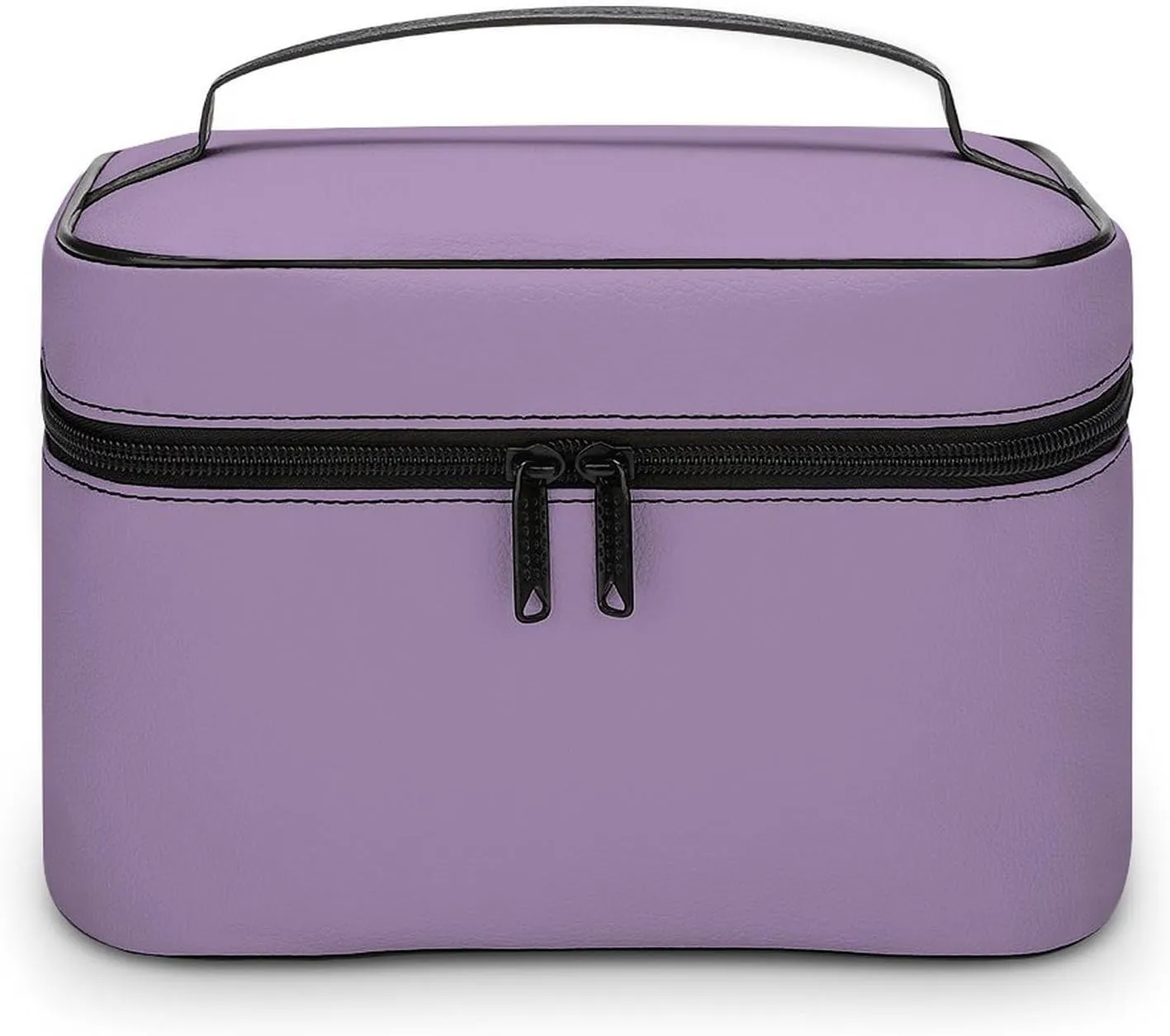 Leather Cosmetic Case, Light Purple Portable Makeup Bag Organizer Large Capacity Travel Toiletry Bag with Zipper