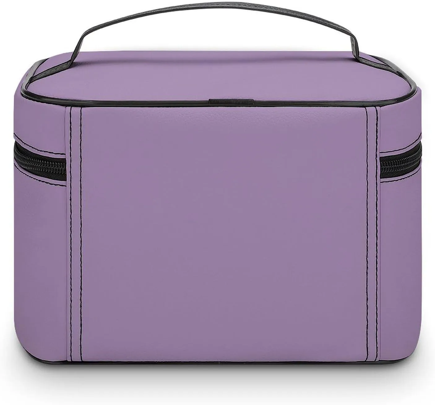 Leather Cosmetic Case, Light Purple Portable Makeup Bag Organizer Large Capacity Travel Toiletry Bag with Zipper