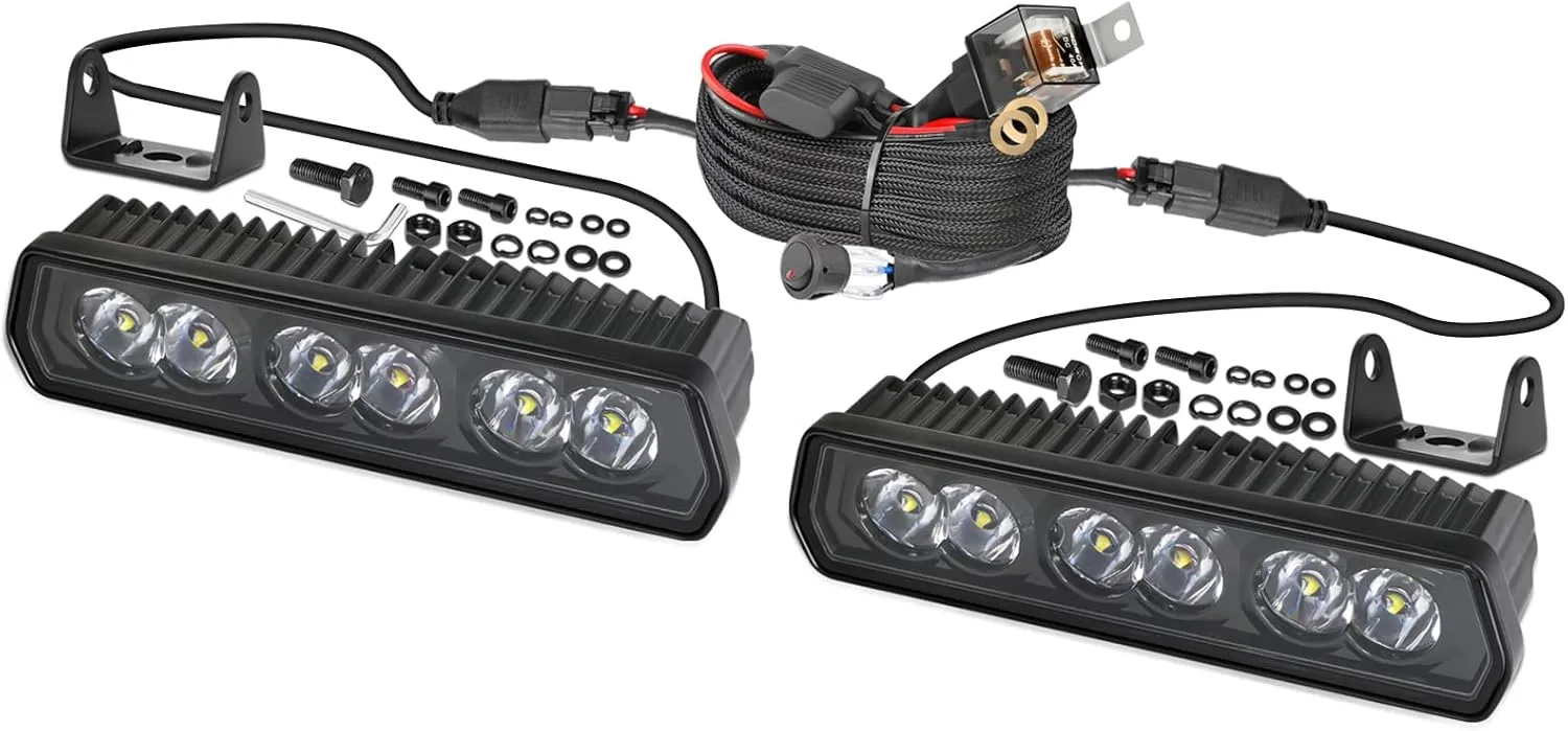 LED Light Bar 6 Inch 12000LM 2Pcs, LUMIMOTOR-2025 New CREE LED Spot Off Road Driving Fog Light Pods for Truck Pickup ATV UTV SUV Boat, Screwless IP68 Waterproof with DT Wiring Harness kit