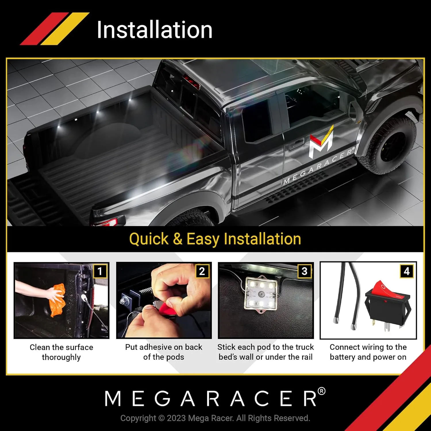 LED Truck Bed Lights for Trucks | Pickup Truck Bed Accessories Lights | Camper Shell Cargo Lights Truck Stuff | Truck Bed Light Truck Bed Lighting | Truck Bed LED Light Strip Truck Lights | Truck Mods