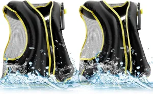Leyndo 2 Pcs Inflatable Snorkel Vest for Adult, Portable Lightweight Inflatable Jacket for Women Men Snorkeling Kayaking Canoeing Swimming, Suitable for 90-220lbs