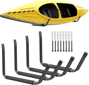 Lightweight Kayak Storage Rack, Wall Mount Kayak Hooks for Garage Utility Storage Hangers for Canoe, Surfboard, Skiis, Snowboard, Paddle Board, Ladders