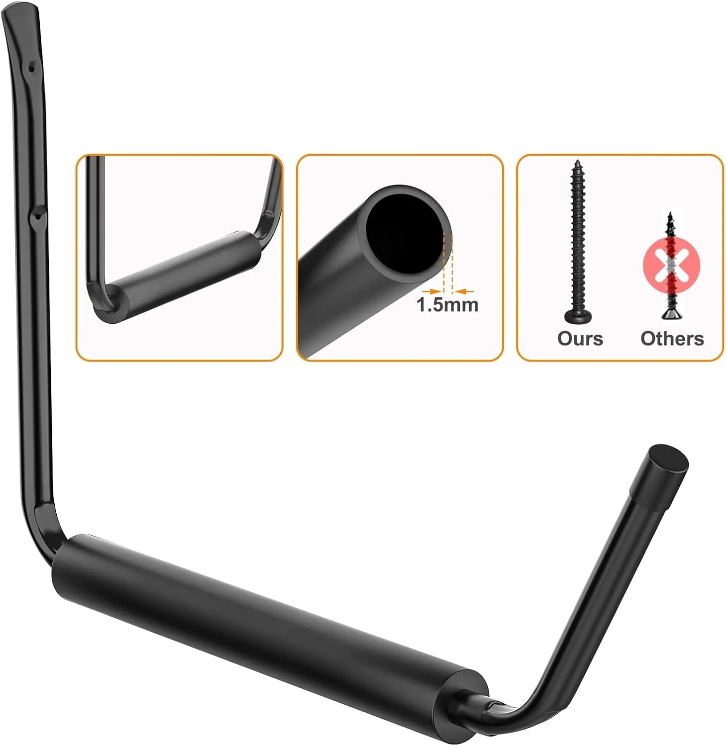 Lightweight Kayak Storage Rack, Wall Mount Kayak Hooks for Garage Utility Storage Hangers for Canoe, Surfboard, Skiis, Snowboard, Paddle Board, Ladders