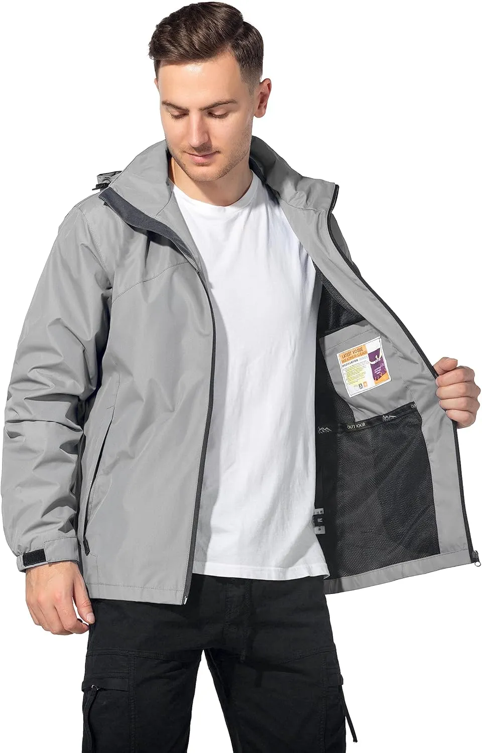 Lightweight Waterproof Jackets with Detachable Hood for Men