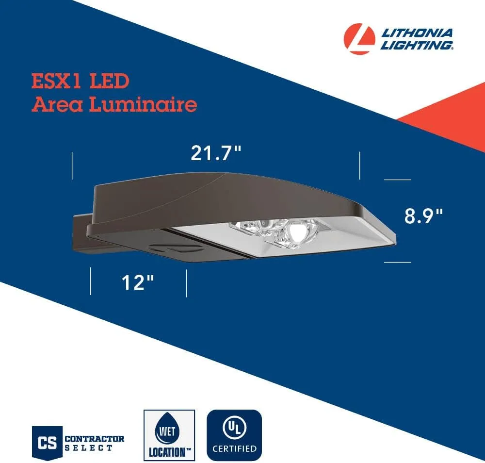 Lithonia Lighting Outdoor ESX1 LED P2 5000K Type 3 Optic MVOLT Universal Pole Mounting Bi-Level Area Light in Bronze