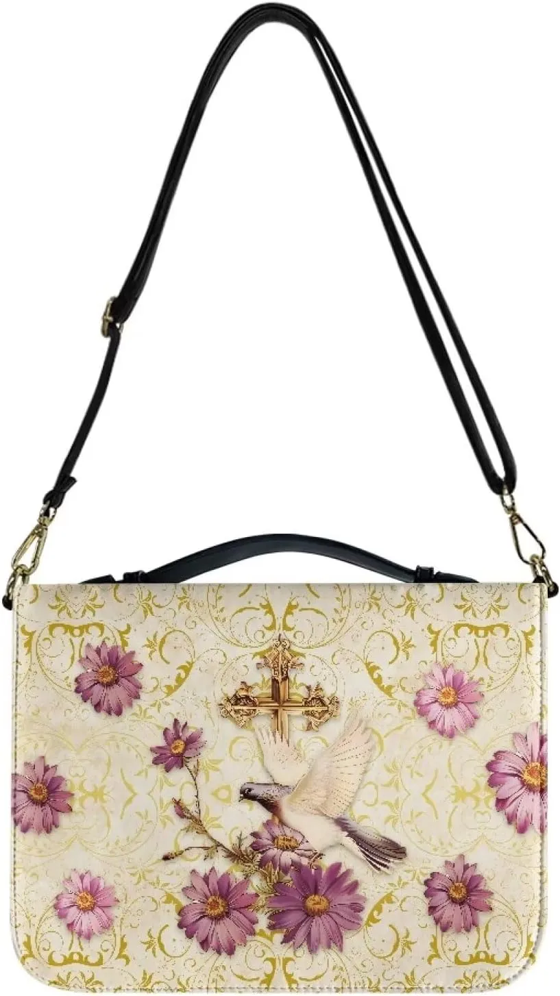 Lotusorchid Bible Case for Women, Bible Tote Bag for Men, Bible Accessories with Shoulder Strap