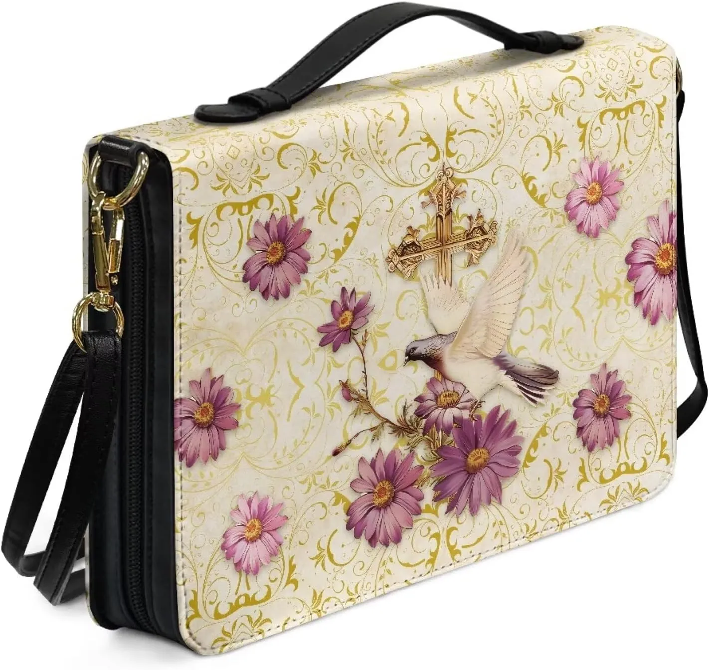Lotusorchid Bible Case for Women, Bible Tote Bag for Men, Bible Accessories with Shoulder Strap