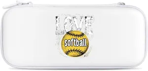 Love Softball Hard Shell Travel Case with Rope 15 Game Card Pockets Compatible with Switch Protective