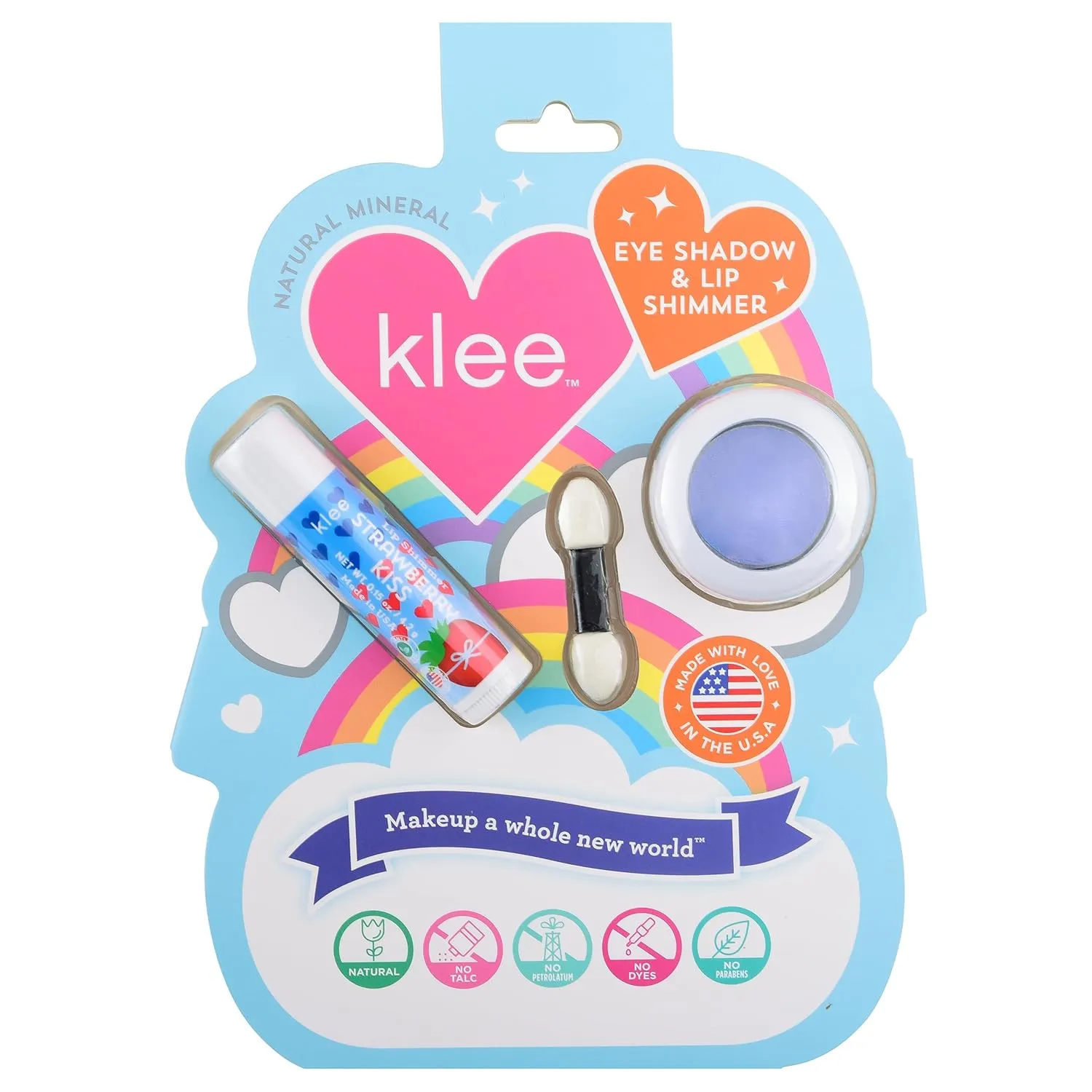 LunaStar Klee Eye Shadow and Lip Shimmer Makeup Kit. Gentle and Non-Toxic. Kid-Friendly. Made in USA. (Periwinkle Kiss)