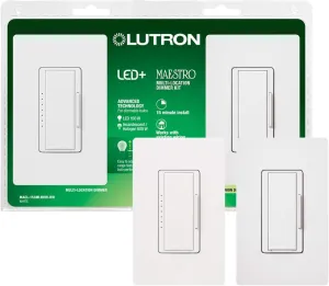 Lutron Maestro LED  Dimmer Switch Kit for Dimmable LED, Halogen and Incandescent Bulbs, 150W/3-Way or Multi-Location, MACL-153M-RHW-WH, White