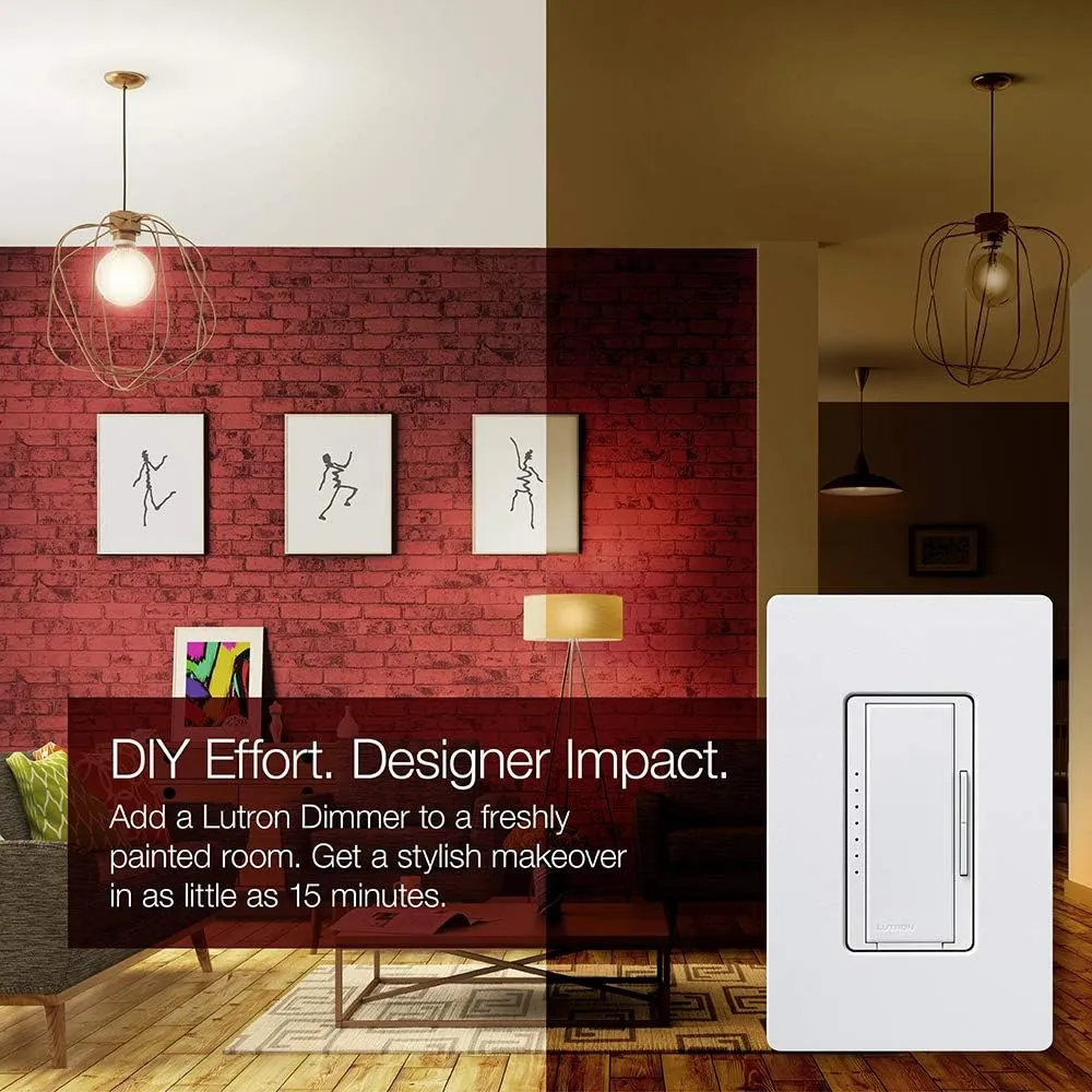 Lutron Maestro LED  Dimmer Switch Kit for Dimmable LED, Halogen and Incandescent Bulbs, 150W/3-Way or Multi-Location, MACL-153M-RHW-WH, White