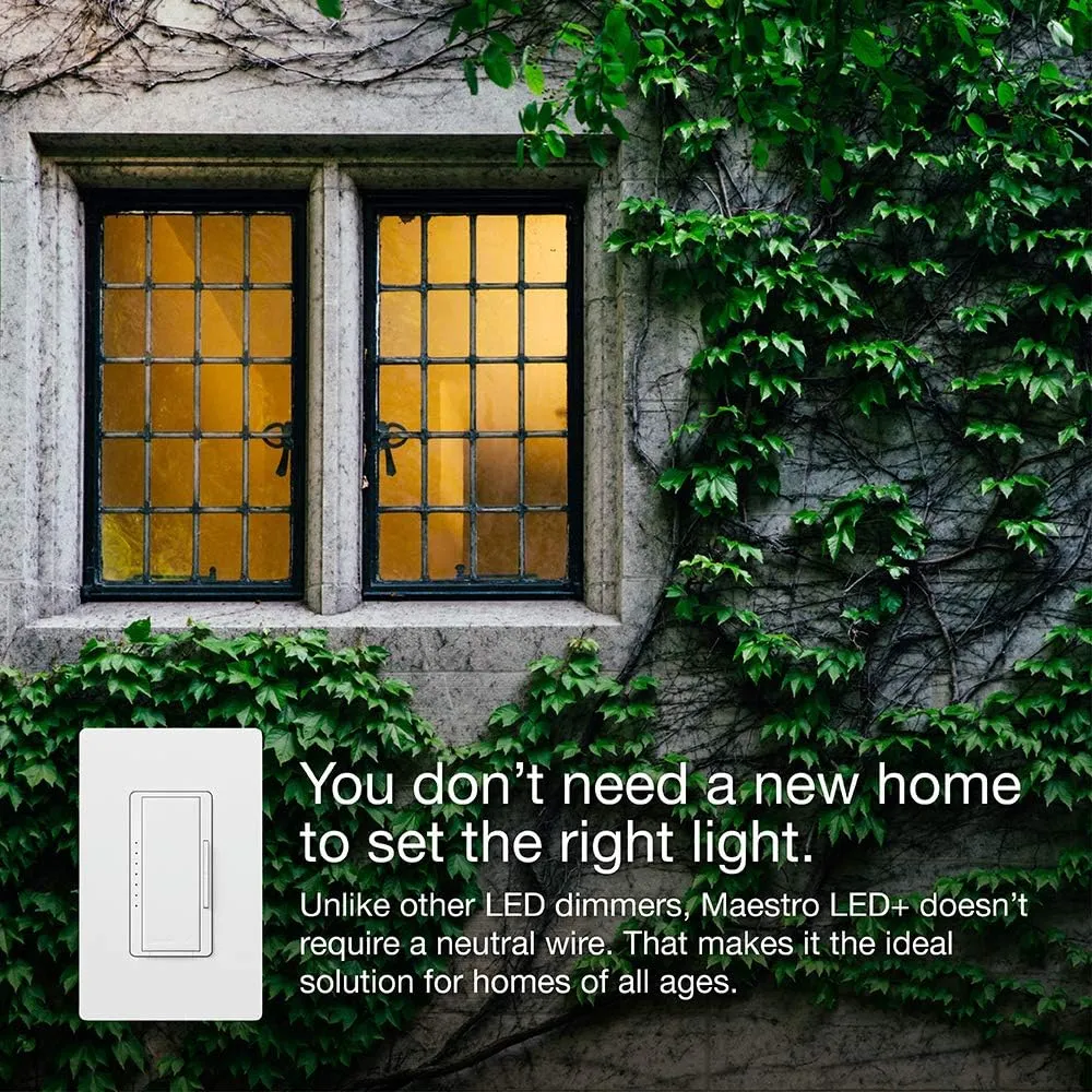 Lutron Maestro LED  Dimmer Switch Kit for Dimmable LED, Halogen and Incandescent Bulbs, 150W/3-Way or Multi-Location, MACL-153M-RHW-WH, White