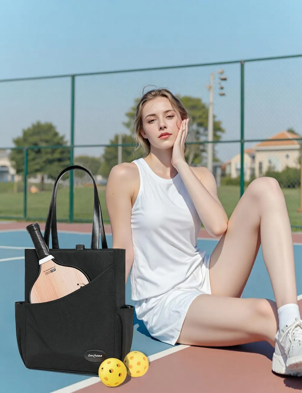 LUZZ Pickleball Tote Bag Sport Duffle Bag Pickleball Handbag with Paddle Pocket