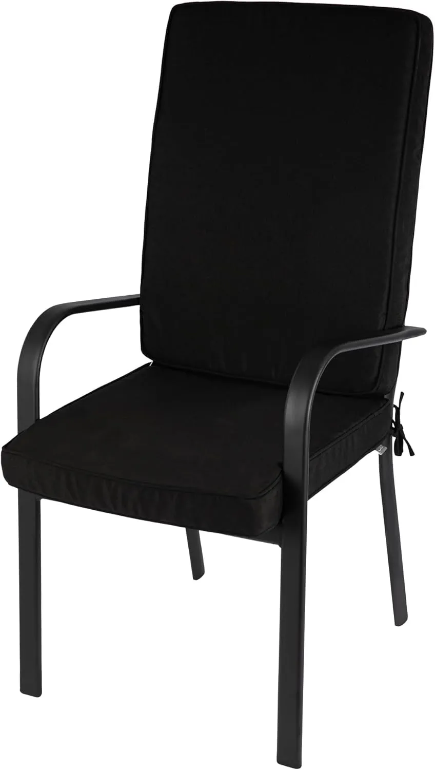 Magpie Fabrics Outdoor/Indoor High Back Square Corner Chair Cushion with Handle & Ties, Waterproof for Home Garden Balcony Patio Beach Swimming Pool, 45"x20"x3", Black