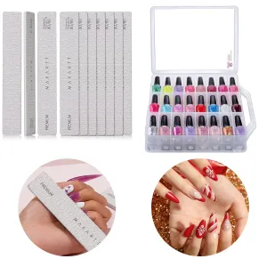 Makartt Nail Polish Organizer, Clear Universal Nail Polish Holder for 48 Bottles Bundle with Nail File 80 80 Grit Emery Boards for Nails 10pcs Nail Files for Acrylic Nails