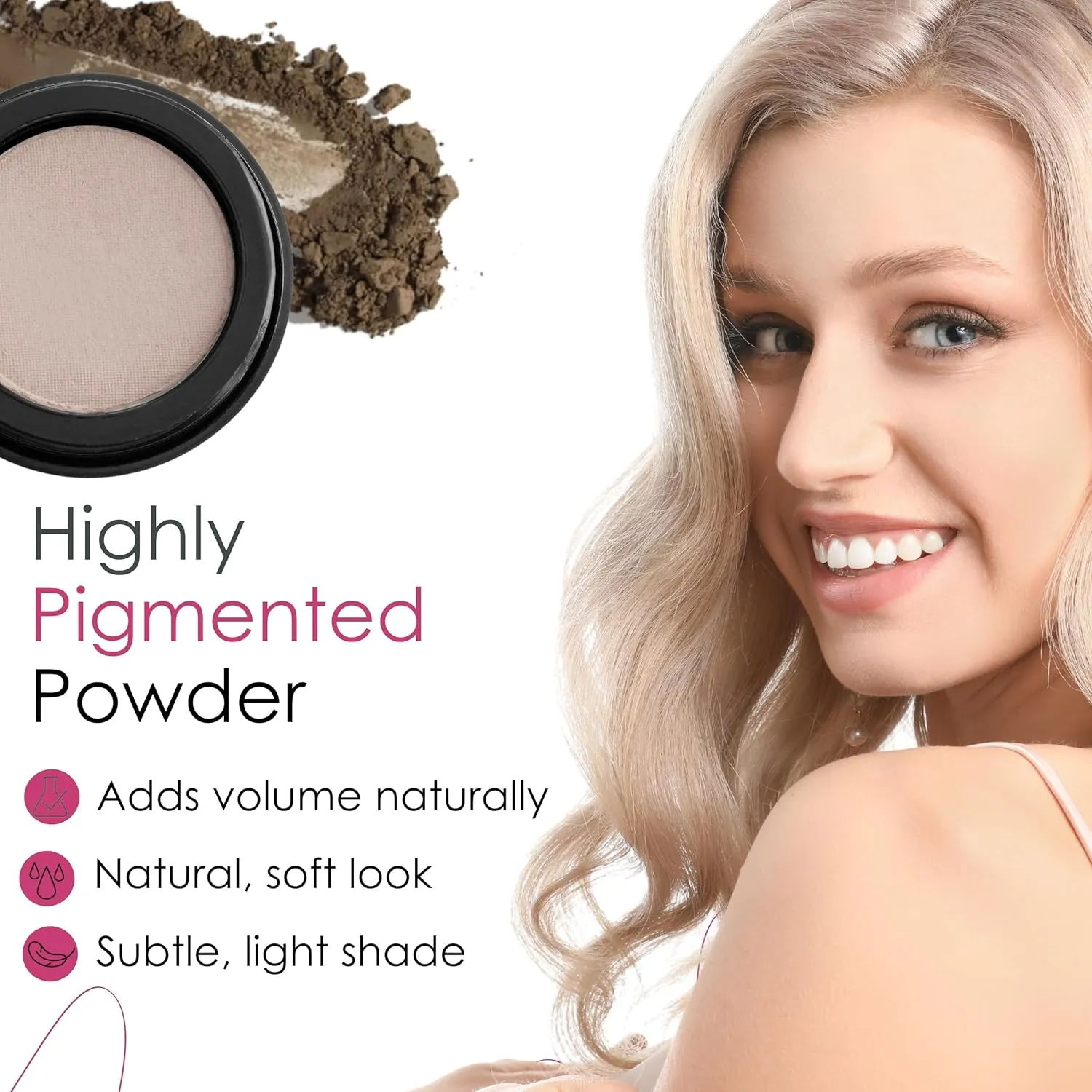 Marie-José Ash Blonde/Putty Eyebrow Powder: Subtle, light Blonde shade - Effortless All-Day Brow Beauty - Compact Size 0.10oz for Purse or Travel Size - Made in USA
