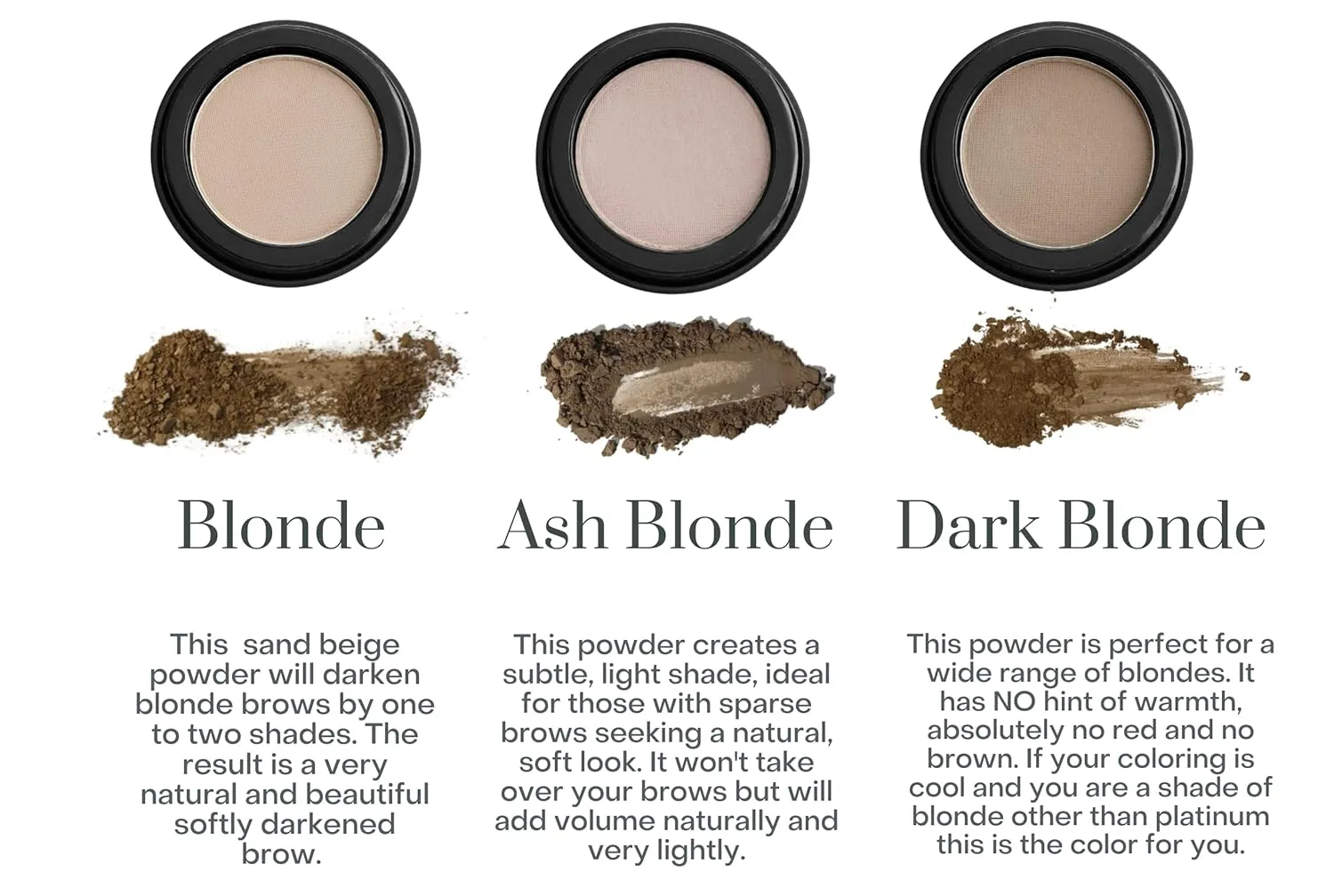 Marie-José Ash Blonde/Putty Eyebrow Powder: Subtle, light Blonde shade - Effortless All-Day Brow Beauty - Compact Size 0.10oz for Purse or Travel Size - Made in USA