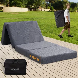 Memory Foam Camping Mattress Pad, 4 Inch Thick Waterproof Foldable Sofa Bed Floor Mattress, Portable Sleeping Pad for Adult, Sleeping Mat for Travel RV Camping Guest Yoga