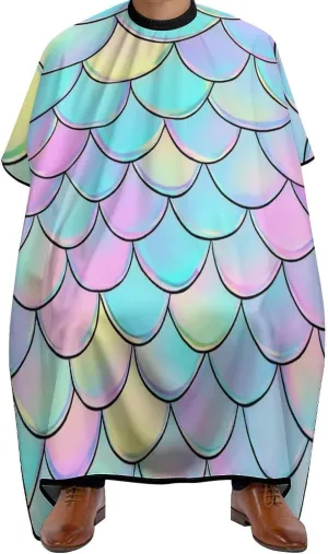 Men Women Beautiful Mermaid Fish Scale Hair Styling Cape - Full Coverage Professional Hair Cutting Apron for Hair Dye, Easy Clean