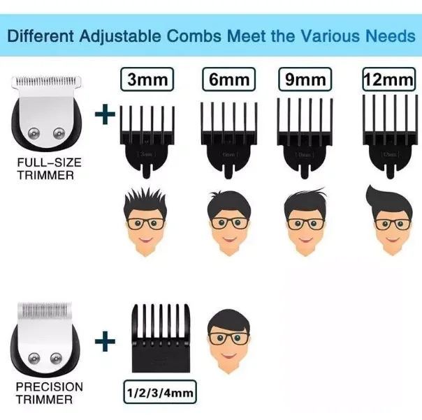 Men’s Body Hair Trimmer Cordless Electric Beard Clipper Groomer Kit