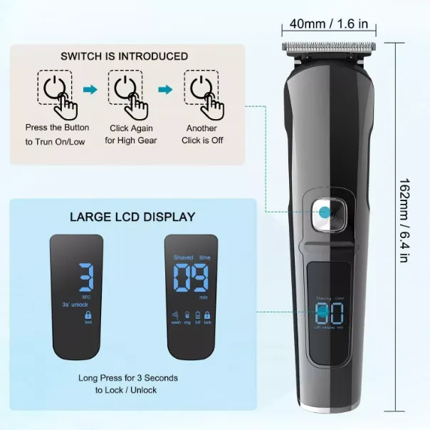 Men’s Body Hair Trimmer Cordless Electric Beard Clipper Groomer Kit
