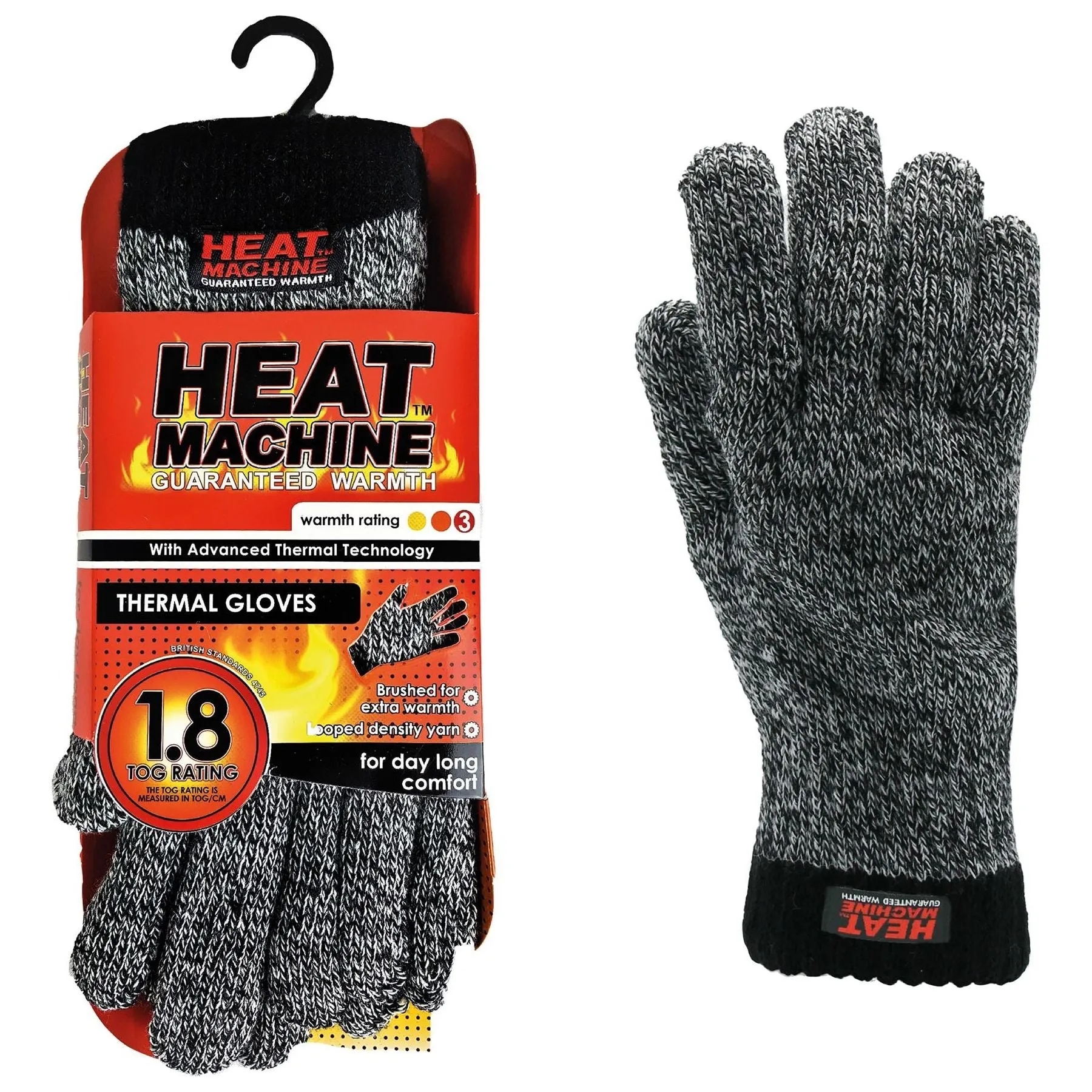 Mens grey marl thermal insulated gloves 2142