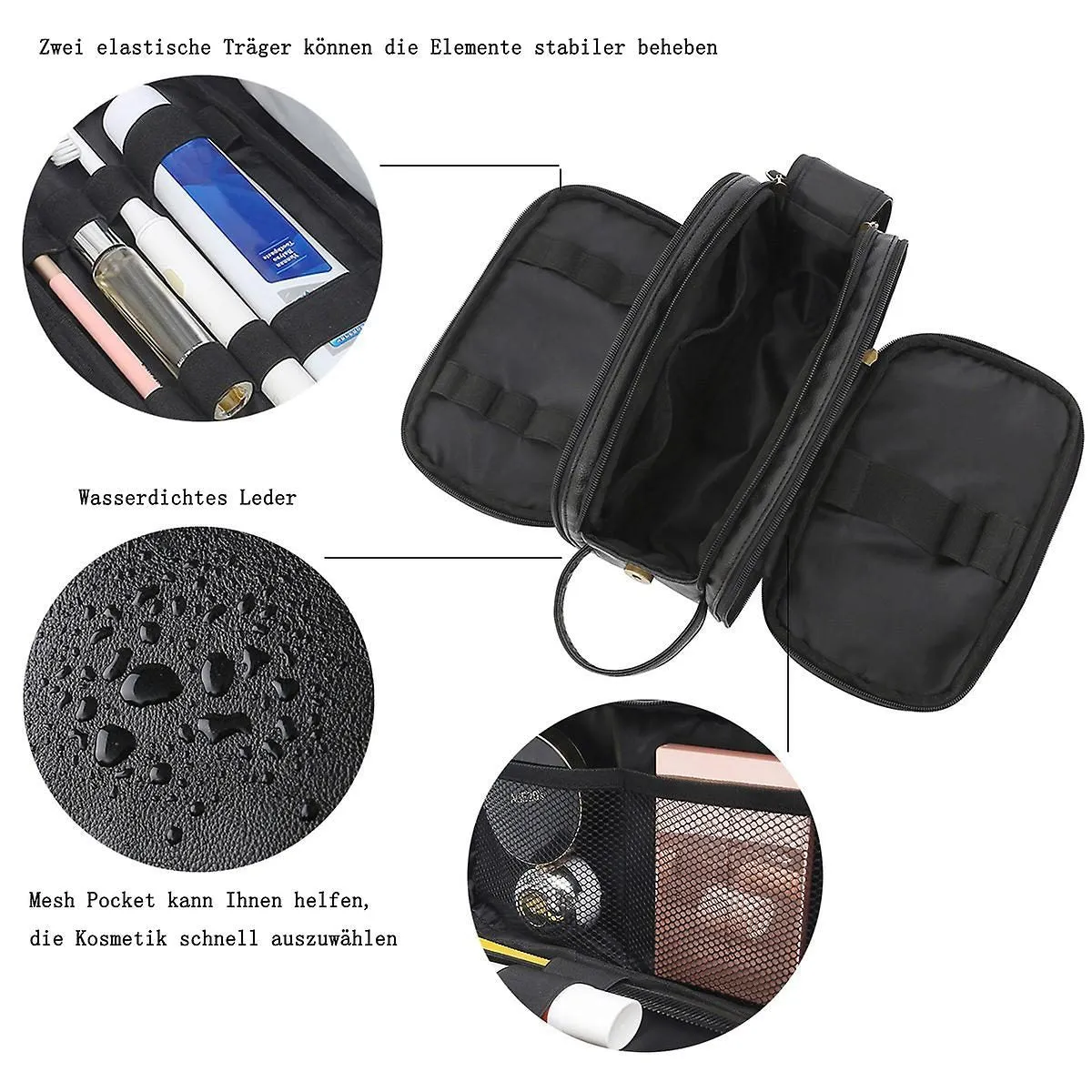 Men's Toiletry Bag Large Capacity Waterproof Pu Makeup Set With Dry Bag 25x15x