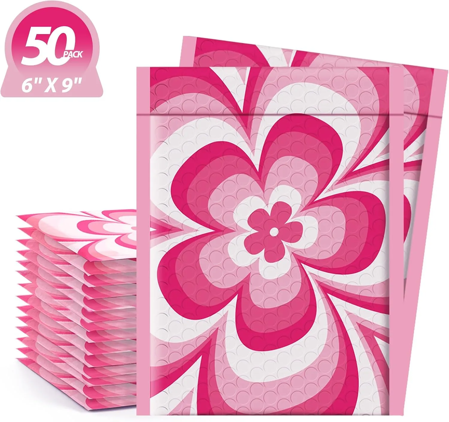Metronic Bubble Mailers 6x10 Inch 50 Pack Rose flowers Style, Cute Bubble Mailers Waterproof Padded Envelopes Mailing Envelopes Bubble Padded for Shipping Gift,Makeup, Small Items