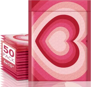 Metronic Bubble Mailers 6x10 Inch 50 Pack Usable Size 6x9", Cute Bubble Mailers Waterproof Padded Mailing Envelopes Bubble Padded for Shipping Gift, Jewelry,Makeup, Small Items