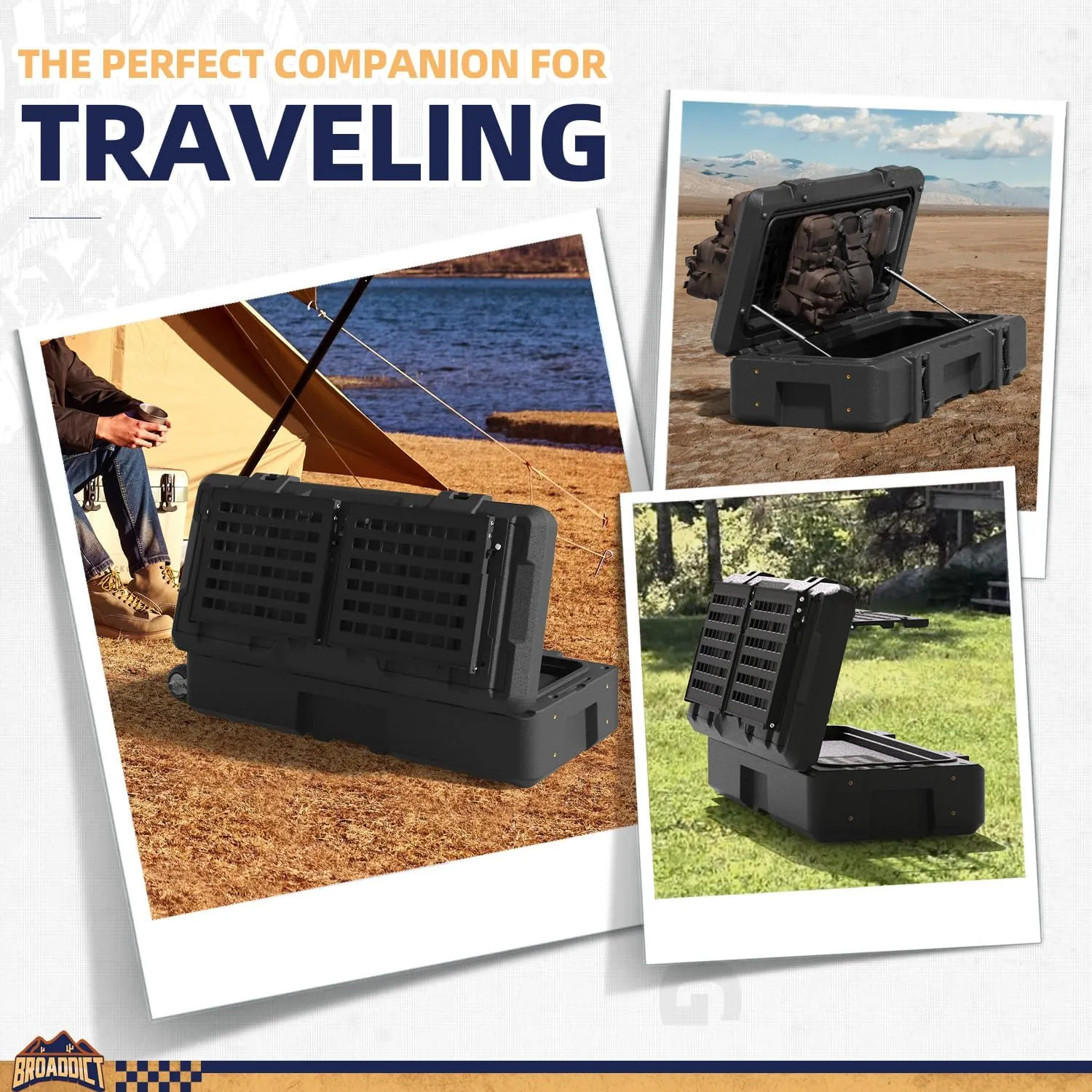 MGS 141 Quart Waterproof Cargo Case with Resting Kit & Inside Molle Panel Travel Assist Tires