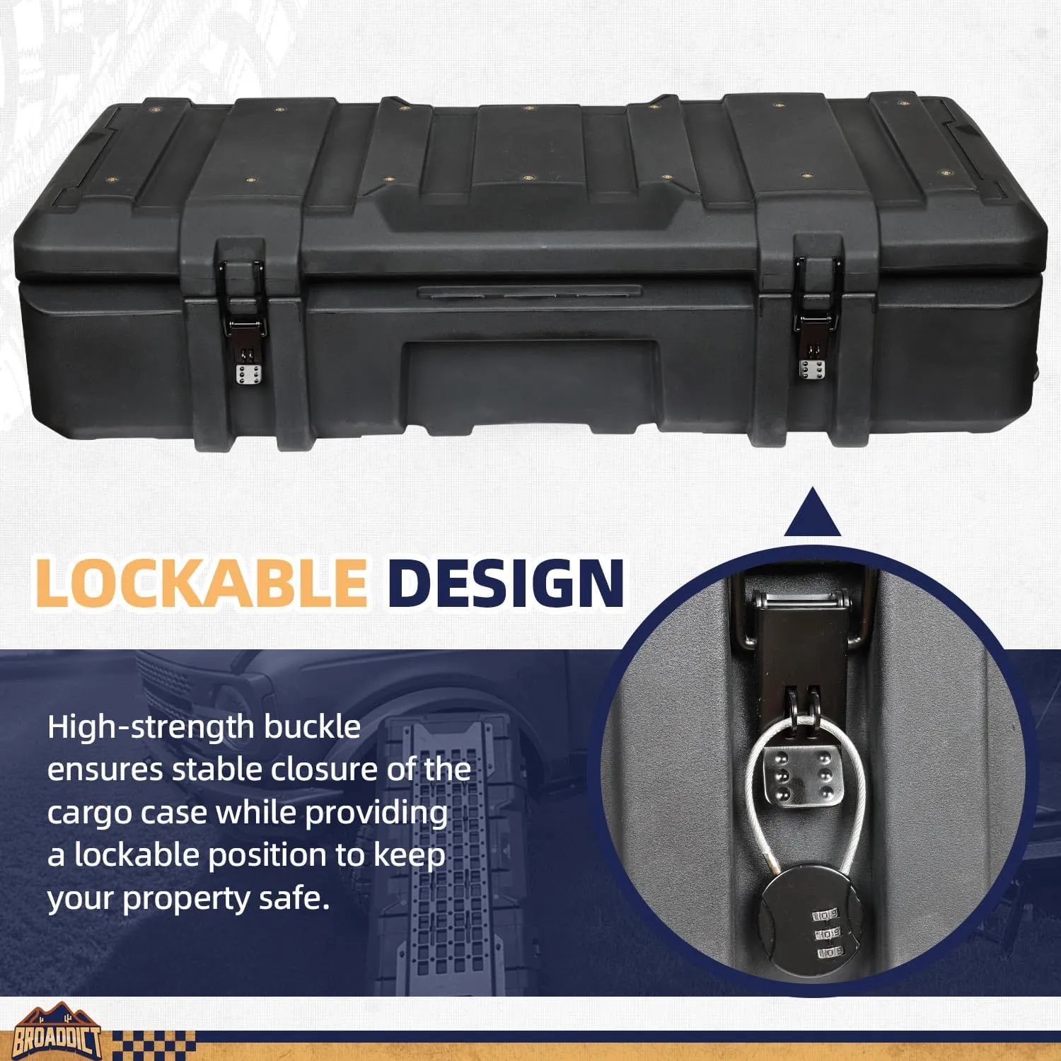MGS 141 Quart Waterproof Cargo Case with Resting Kit & Inside Molle Panel Travel Assist Tires