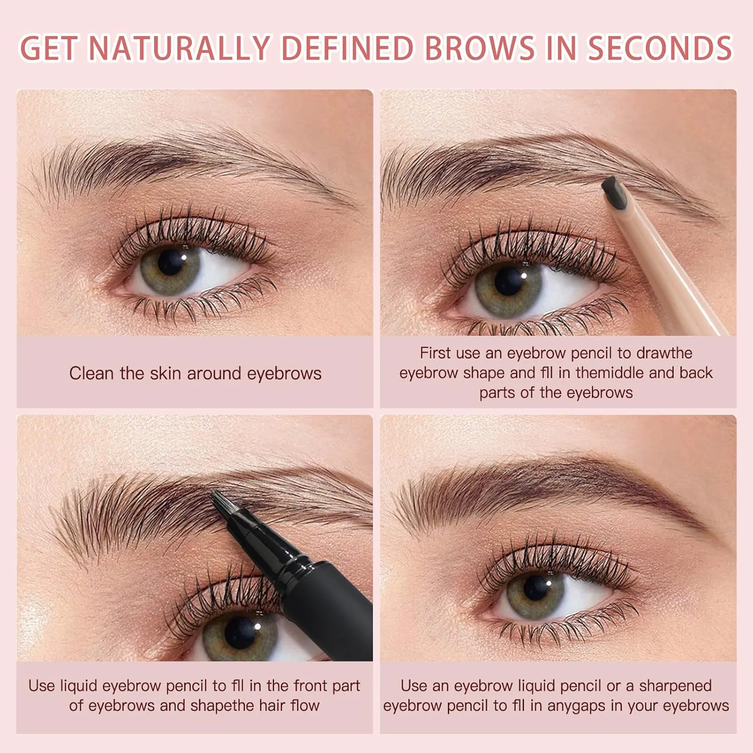 Microblading Eyebrow Pencil Kit – Angled Square Tip Liquid Eyebrow Pencil, Shaping and Filling Brow Definer Pen with Brush & Refill Core, Sharpening Sponge, Waterproof for Hair-Like Strokes (02 Brown)