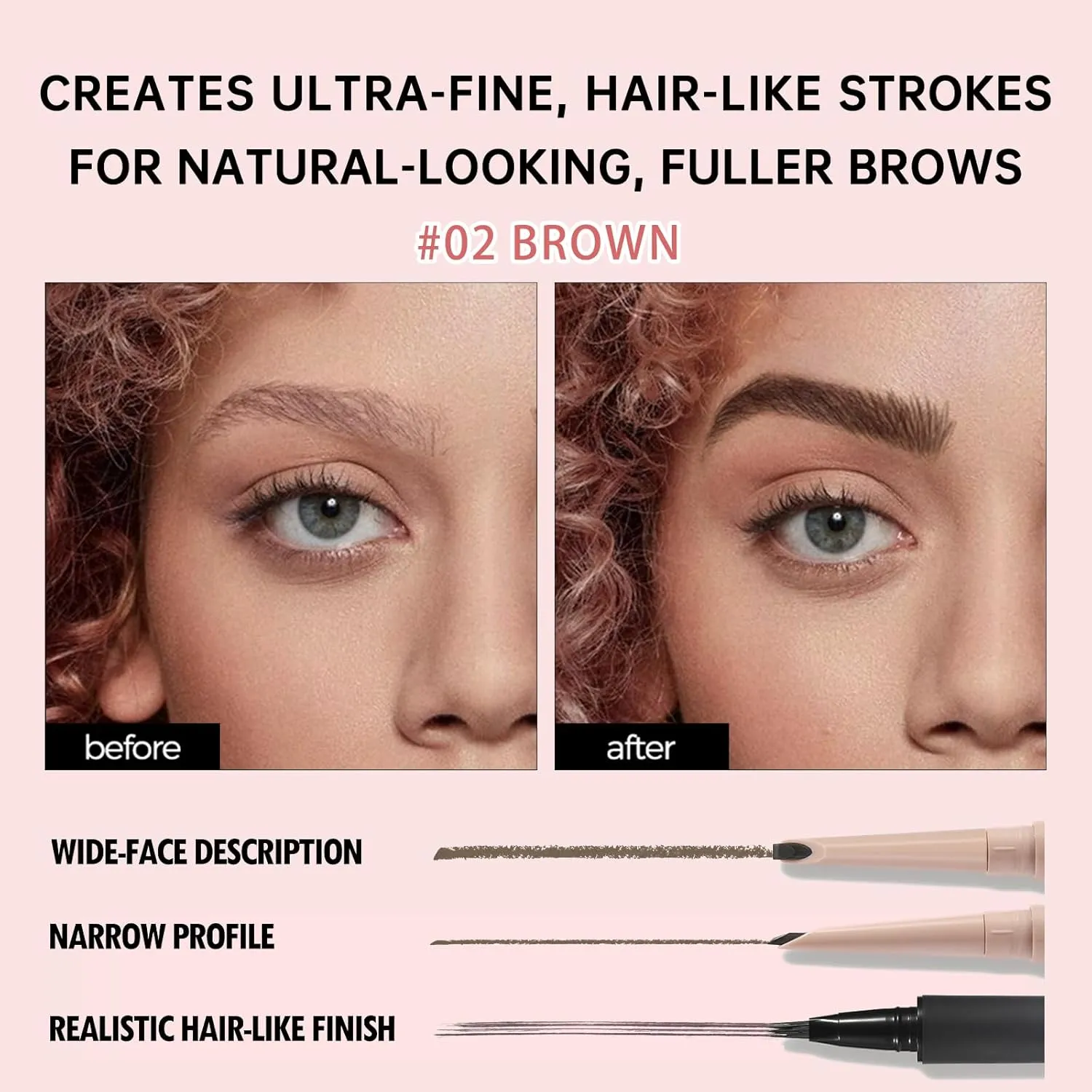Microblading Eyebrow Pencil Kit – Angled Square Tip Liquid Eyebrow Pencil, Shaping and Filling Brow Definer Pen with Brush & Refill Core, Sharpening Sponge, Waterproof for Hair-Like Strokes (02 Brown)