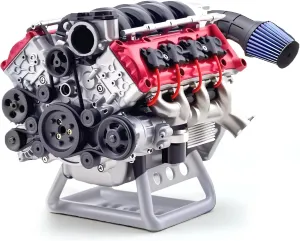 Mini V8 Engine Kits That Runs - V8 Engine Model Kits, Cison Engine MAD Miniature RC Engine Kits for Adults to Build, DIY Plastic Model Suitable for Car AX90104 SCX10Ⅱ Capra VS4-10 Pro/Ultra (RED I)