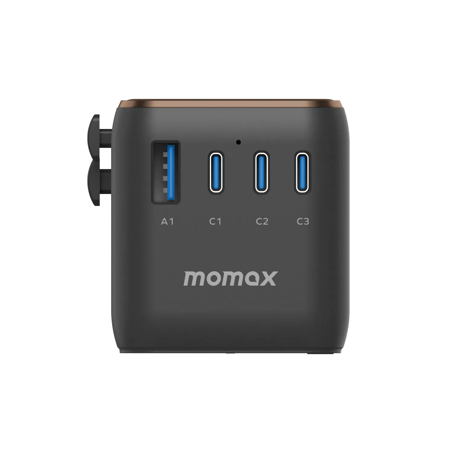 Momax 1-World 4-Port GaN Travel Charger 170W   USB-C Cable - Sandstone