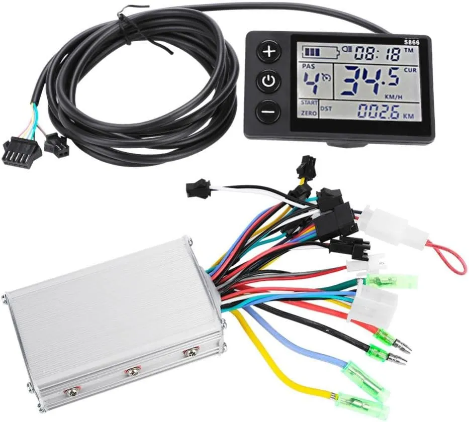 Motor Brushless Controller E-Bike, Waterproof LCD Display Panel Motor Brushless Controller Electric Brushless Controller Kit(24V-48V)(36V/48V 350W)